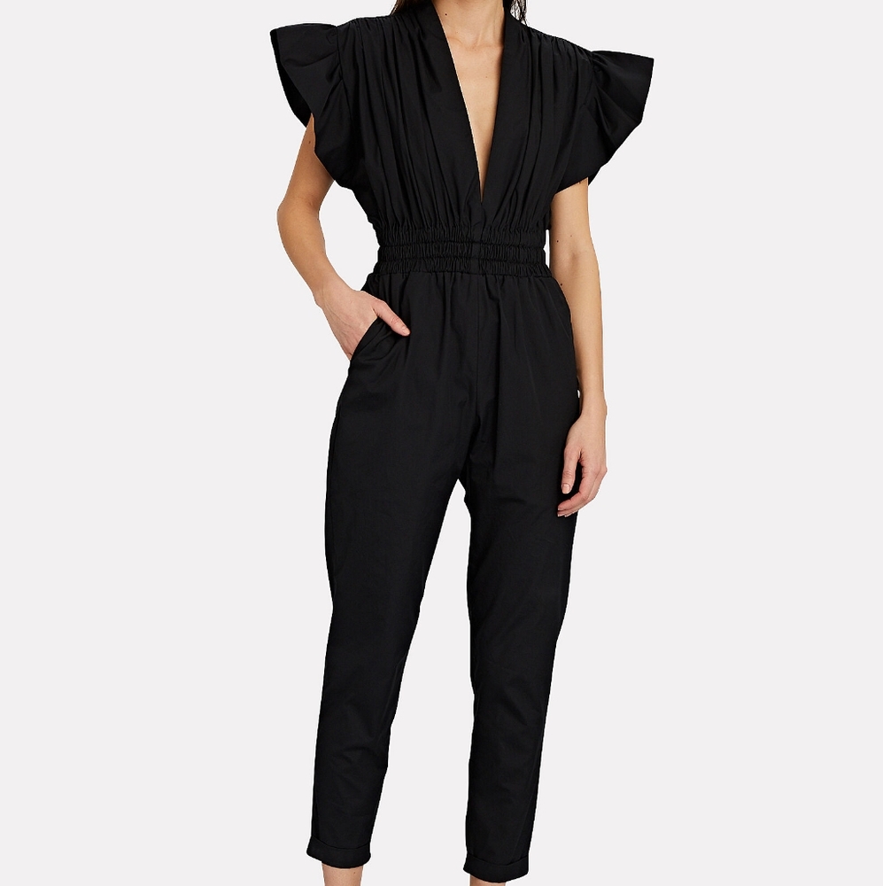 NWT! IRO Pleora Ruffled Cotton Poplin Jumpsuit